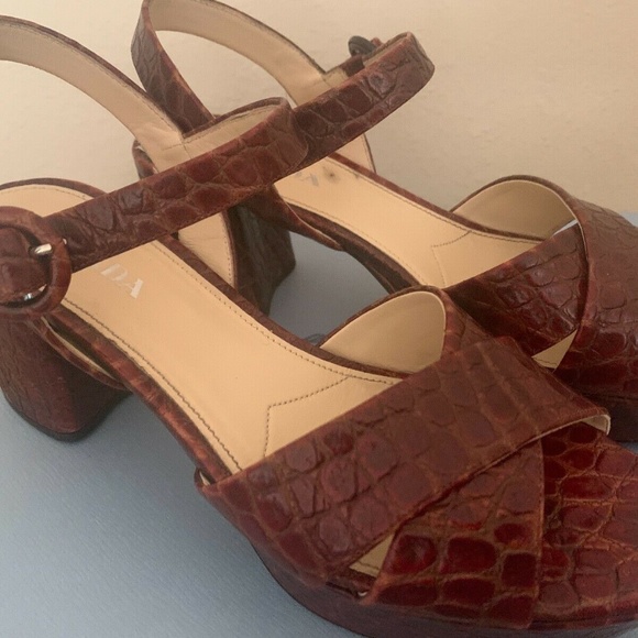 This season Prada Cognac Criss Cross Sandals - Picture 4 of 5